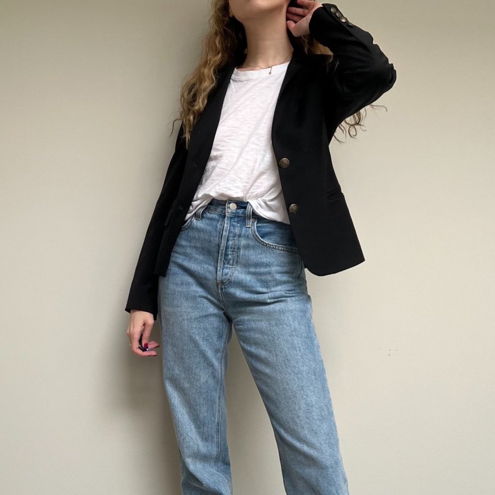 Talula / Artizia Vintage Black Cropped Fitted Button-front Blazer size 6